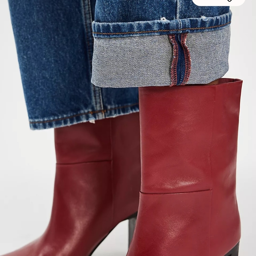 Red Leather Ankle Boots